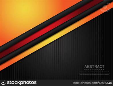 Abstract template orange on black background with copy space for text. Vector illustration