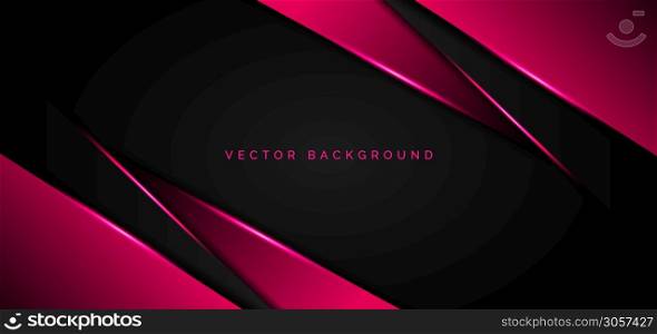 Abstract template pink metallic overlap with pink light modern technology style on black background. Vector illustration