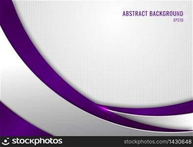 Abstract template purple and gray curve on square pattern white background. Technology concept. Vector illustration