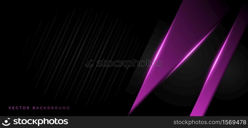 Abstract template purple overlap with purple light modern technology style on stripe black background. Vector illustration