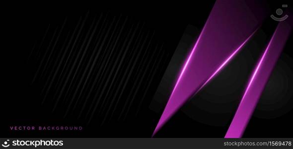 Abstract template purple overlap with purple light modern technology style on stripe black background. Vector illustration