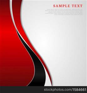 Abstract template red and black curve with copy space for text on white background. Modern style. Vector illustration