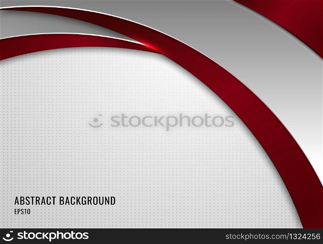 Abstract template red and gray curve on square pattern white background. Technology concept. Vector illustration