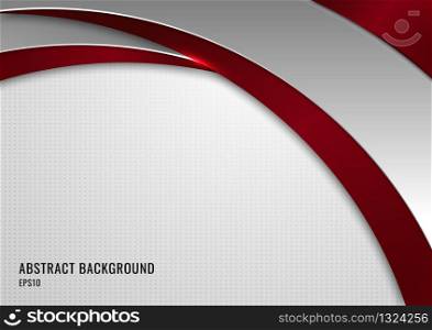 Abstract template red and gray curve on square pattern white background. Technology concept. Vector illustration