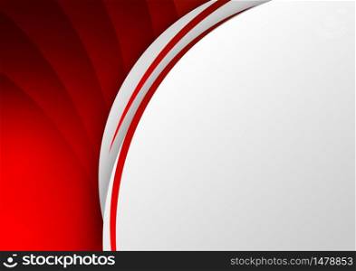 Abstract template red background curve line on white space with shadow overlapping dimension modern style. Vector illustration