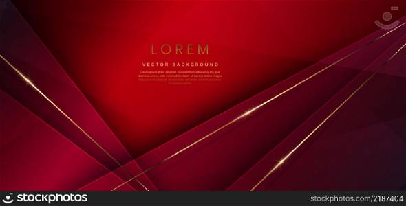 Abstract template red elegant geometric diagonal background with golden line. Luxury style. Vector illustration