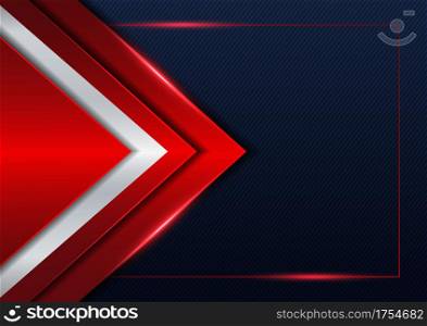 Abstract template red shiny and silver triangle overelapping on dark blue background with space for text. Modern design. Vector illustration