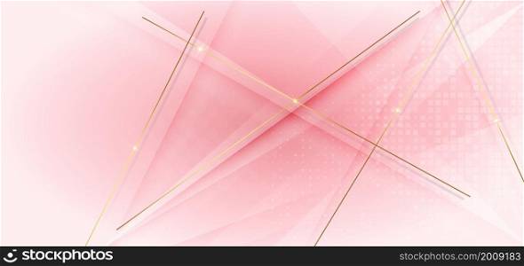 Abstract template soft pink and white gradient geometric diagonal with golden lines sparkle. Luxury modern. You can use for ad, poster, template, business presentation. Vector illustration