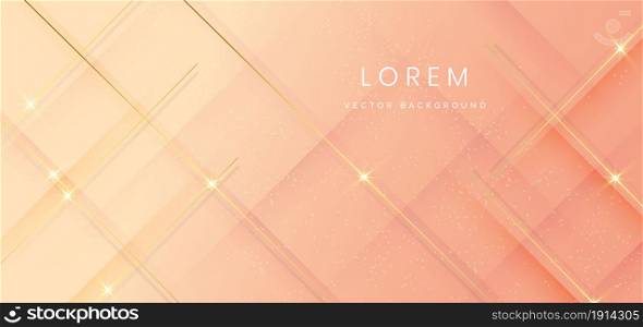 Abstract template soft yellow and orange gradient geometric diagonal with golden lines sparkle. Luxury modern. You can use for ad, poster, template, business presentation. Vector illustration