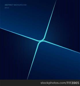 Abstract template square shape blue neon glowing technology lines on dark background and texture. Vector illustration