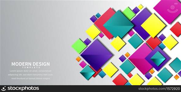 Abstract template squares overlapping colorful design on grey background. You can use for ad, poster, template, business presentation. Vector illustration