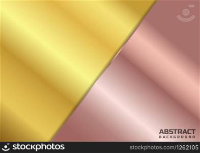 Abstract template striped diagonal lines on gold and rose gold background. Vector illustration