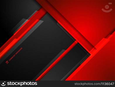 Abstract template technology futuristic black and red geometric metallic overlapping modern background. Vector illustration