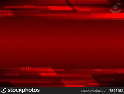 Abstract template technology futuristic geometric stripes lines on red background. Vector illustration