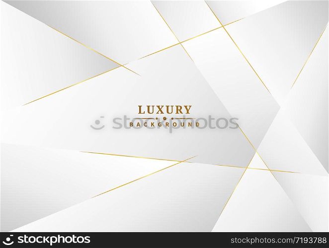 Abstract template white and gray color luxury background design. Geometric triangles with golden lines. Vector illustration