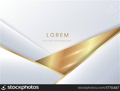 Abstract template white and gray stripes 3d with golden line concept design on white background. Vector illustration