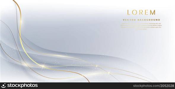 Abstract template white and silver luxury background 3d overlapping with gold lines curve sparking. Luxury style. Vector illustration