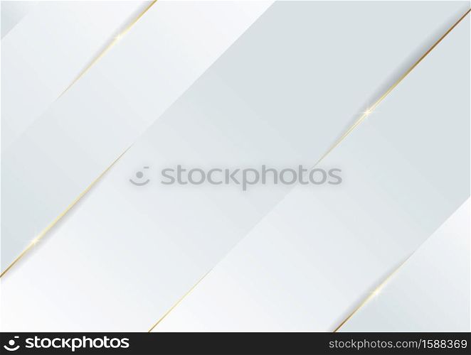 Abstract template white geometric diagonal background with golden line. Luxury style. Vector illustration