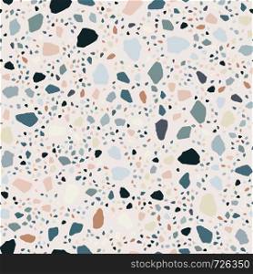 Abstract terrazzo seamless pattern design. Marble wallpaper on milk background. Natural stone, granite, quartz shapes. Modern backdrop textured.. Terrazzo seamless pattern design. Marble wallpaper illustration