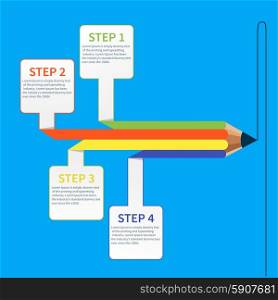 Abstract text banner with pencil and ribbons for your creative presentation. Business education pencil staircase infographics option. Business education pencil infographics option