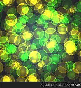 Abstract textile seamless pattern of green and yellow points of light