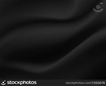 Abstract texture Background. Black Satin Silk. Cloth Fabric Textile with Wavy Folds.