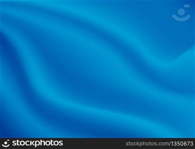 Abstract texture Background. BlueSatin Silk. Cloth Fabric Textile with Wavy Folds. Vector illustration.