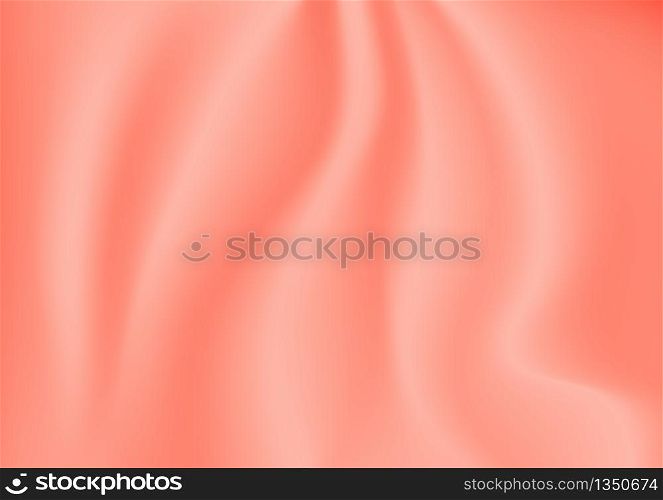 Abstract texture Background. Orange Satin Silk. Cloth Fabric Textile with Wavy Folds. Vector illustration.
