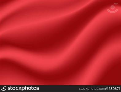 Abstract texture Background. Red Satin Silk. Cloth Fabric Textile with Wavy Folds.