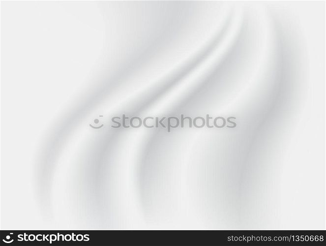 Abstract texture Background. White and Grey Satin Silk. Cloth Fabric Textile with Wavy Folds. Vector illustration.
