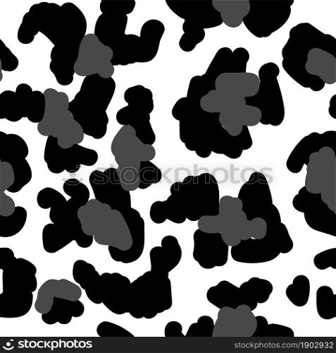 Abstract texture, wallpaper or background with leopard print. Elegant and luxurious exotic decoration, repeatable spots. Texture or material, african and exotic theme. Seamless pattern, vector in flat. Leopard spotted furry coat seamless pattern print