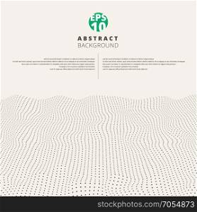 Abstract textured wave rough black dot pattern perspective on white background. Vector illustration