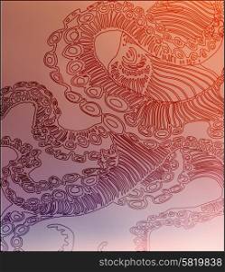 Abstract thin line design element octopus, symbol, sign for tattoo