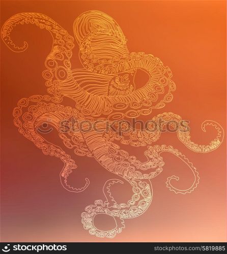 Abstract thin line design element octopus, symbol, sign for tattoo