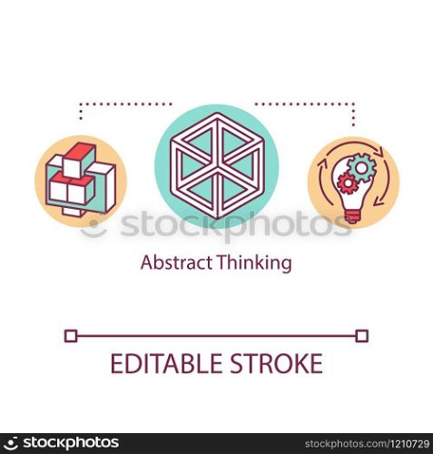 Abstract thinking concept icon. Cognitive process idea thin line illustration. Brainstorming. Human intelligence. Finding solution. Vector isolated outline RGB color drawing. Editable stroke