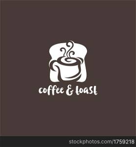Abstract Toast and Coffee Cup and Toast Bread Silhouette Combination Logo Design. Usable for Cafe, Food and Business Brand. Vector Logo Illustration. Graphic Design Element.