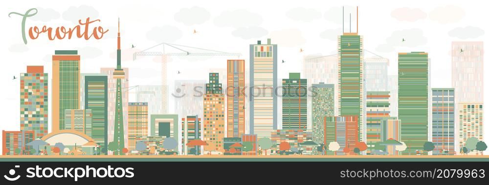 Abstract Toronto skyline with color buildings. Vector illustration. Business travel and tourism concept with modern buildings. Image for presentation, banner, placard and web site.