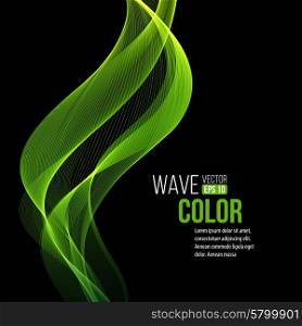 Abstract transparent green waves on black background. Vector illustration. Abstract transparent green waves on black background. Vector illustration EPS 10