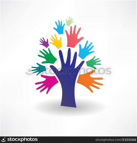 abstract tree of human hands icon