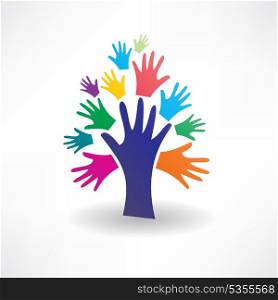 abstract tree of human hands icon