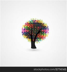 Abstract tree puzzle colorful background