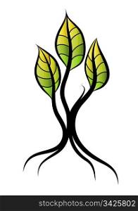 Abstract tree with big leaves, vector illustration