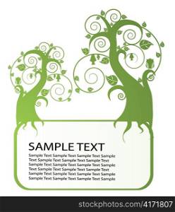 abstract tree with cute animals and leaves