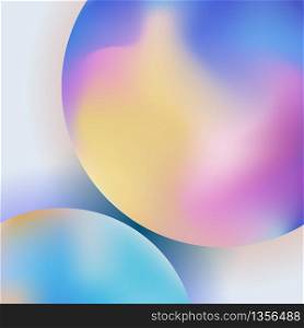 Abstract trendy 3D circle gradient color on blurred background. Vibrant fluid colors element with space foe your text. You can use for broxhure music design, cover page, banner web, flyer, presentation, etc. Vector illustration