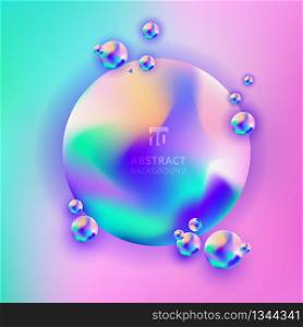 Abstract trendy 3D circle gradient vibrant color on blurred background. Vibrant fluid colors element with space foe your text. You can use for broxhure music design, cover page, banner web, flyer, presentation, etc. Vector illustration