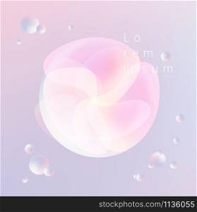 Abstract trendy 3D liquid fluid circles elements blue and pink pastels color beautiful background. You can use for template cover brochure, poster, flyer, wallpaper, banner web, placard, etc. Vector illustration