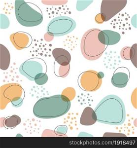 Abstract trendy hand drawn organic shapes seamless pattern isolared on white background. Vector graphic illustration