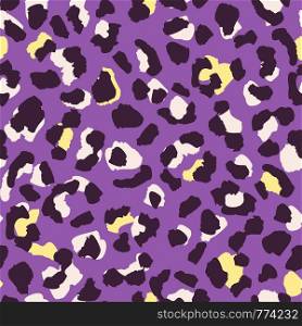 Abstract trendy leopard skin seamless pattern design, vector illustration on black background.