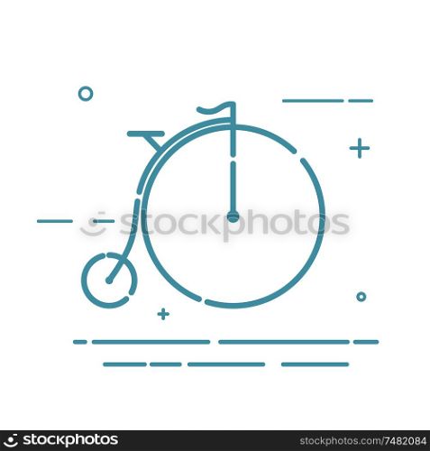 Abstract trendy linear flat icon retro bicycle on a white background. Vintage bike in line style