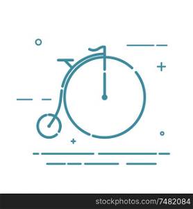 Abstract trendy linear flat icon retro bicycle on a white background. Vintage bike in line style